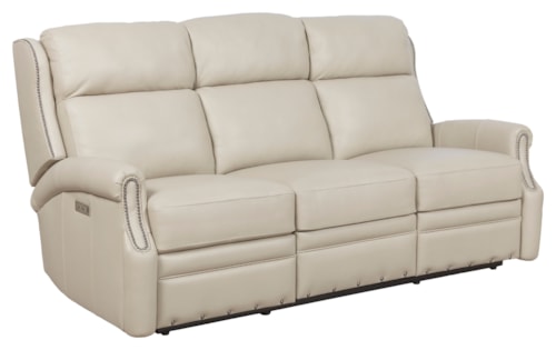 Casual Leather Power Reclining Sofa w/USB Port