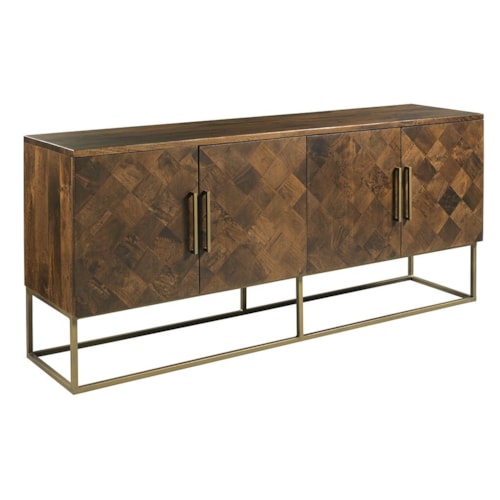 Mid-Century Modern 4-Door Credenza with Adjustable Shelves