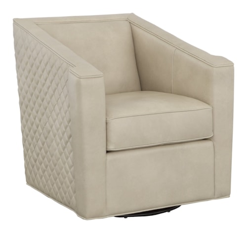 Contemporary Swivel Chair w/Quilted Outarm