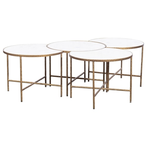 Contemporary Bunching Cocktail Tables with Marble Tops