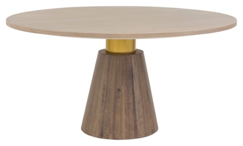 Contemporary 60" Round Two-Tone Pedestal Dining Table