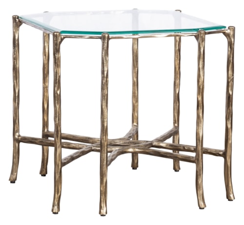 Transitional End Table with Glass Top