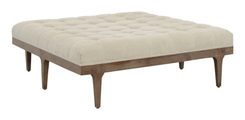 Transitional 52" Square Cocktail Ottoman w/Tufted Upholstery