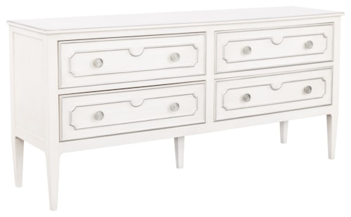 Transitional 4-Drawer Bedroom Dresser with Pewter Accents