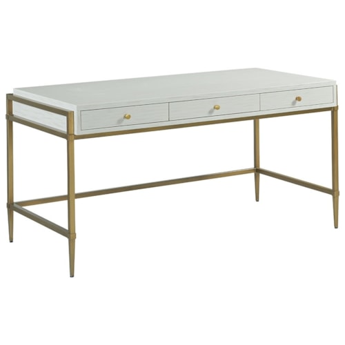 Contemporary 3-Drawer Writing Desk with Brass Accents