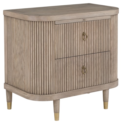 Transitional 2-Drawer Nightstand with Pull-Out Shelf