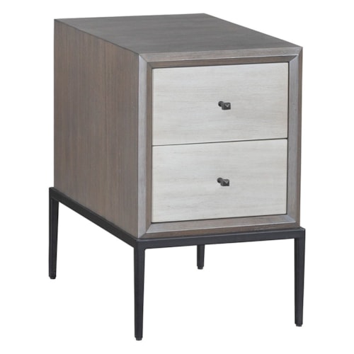 Industrial 14" x 22" Storage End Table w/Cast Iron Legs