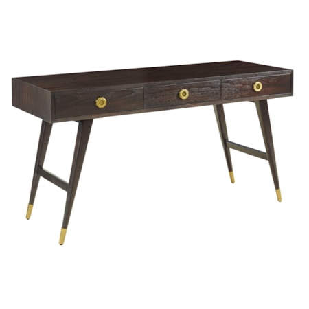 3-Drawer Console Desk w/Brass Accents