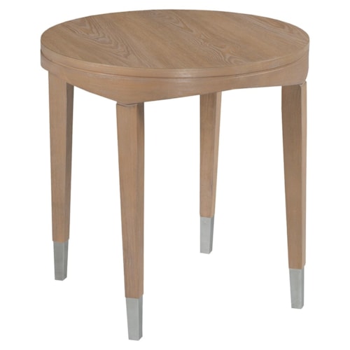 Contemporary 24" Round Accent Table w/Nickel Ferrules