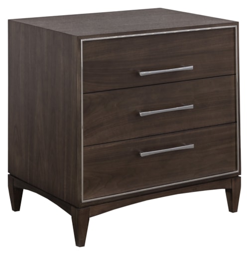 Contemporary 3-Drawer Nightstand with Metal Accents