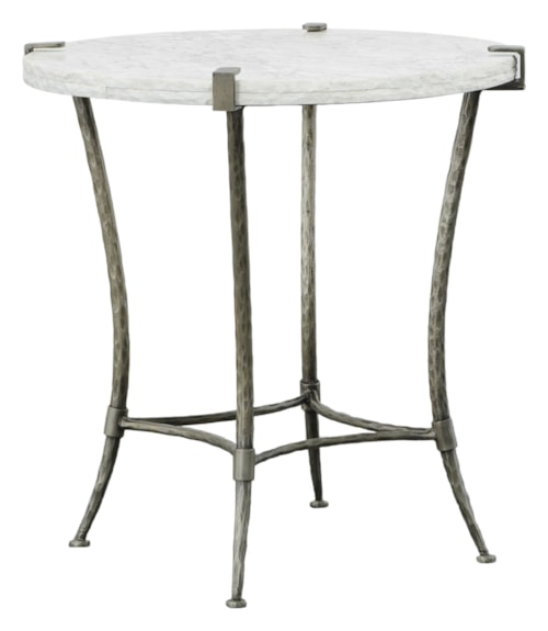 Contemporary Round End Table with Marble Top