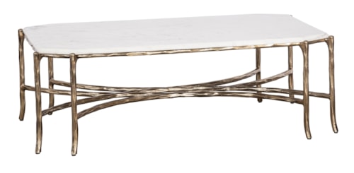 Transitional Cocktail Table with Stone Top