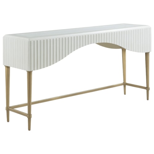 Contemporary Rectangular Console Table with Brass Legs