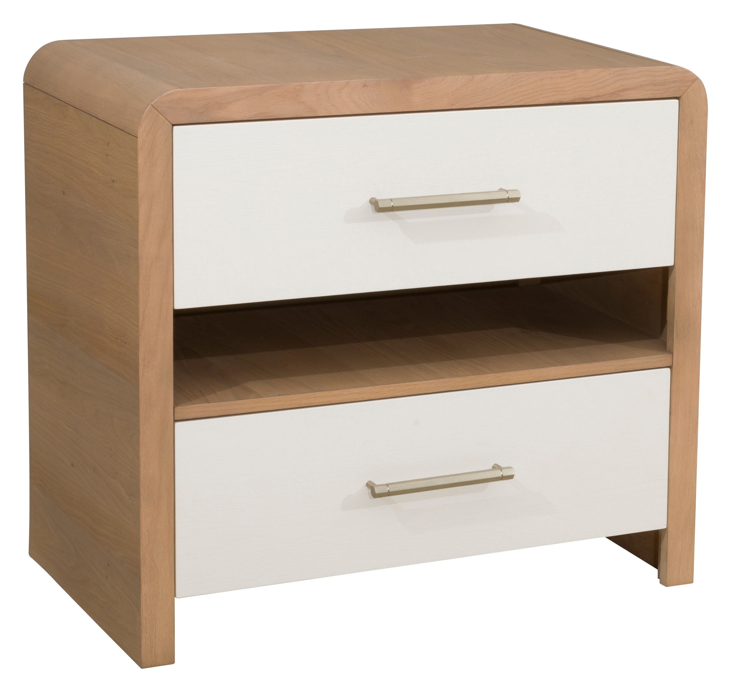 Contemporary 2-Drawer Nightstand with Shelf