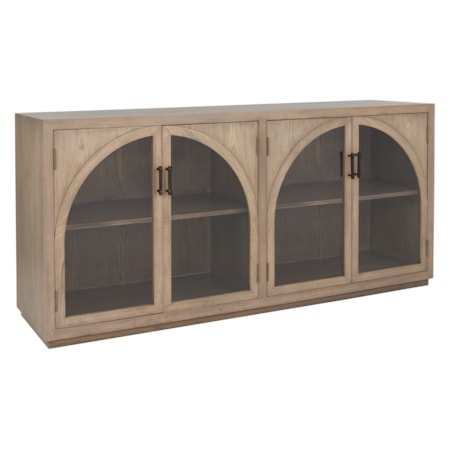 4-Door Credenza w/Arched Glass Doors