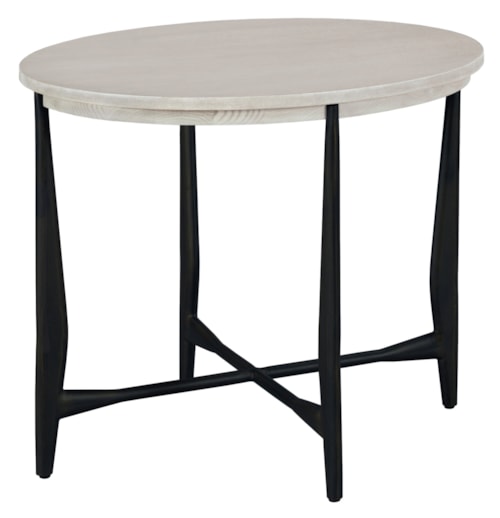 Contemporary Oval End Table with Metal Base