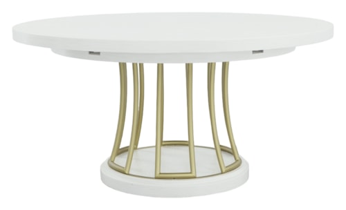 Contemporary 60" Round Dining Table with 22" Self-Storing Leaf