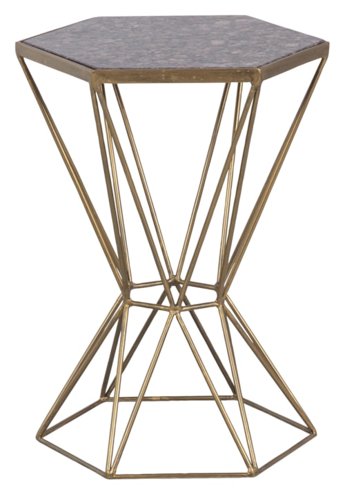 Contemporary Hexagonal Drink Table with Marble Top
