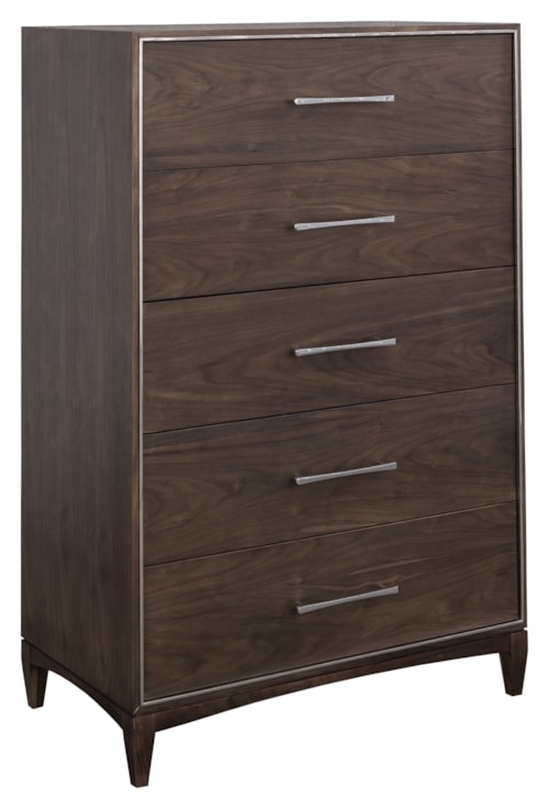 Contemporary 5-Drawer Bedroom Chest with Metal Accents
