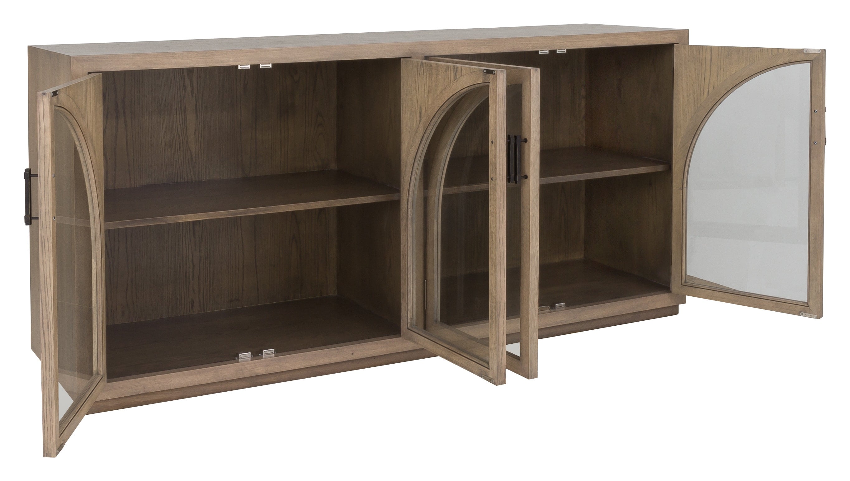 4-Door Credenza w/Arched Glass Doors