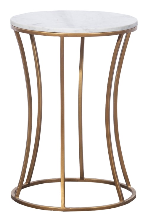 Contemporary Round End Table with Marble Top
