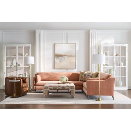 2-Piece Sectional with Front Leg Casters