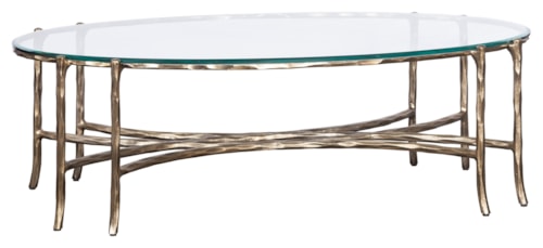 Transitional Oval Cocktail Table with Glass Top