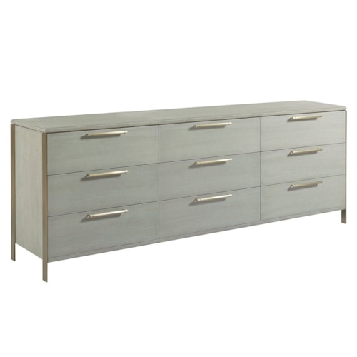 Contemporary 9-Drawer Dresser with Metal Pulls