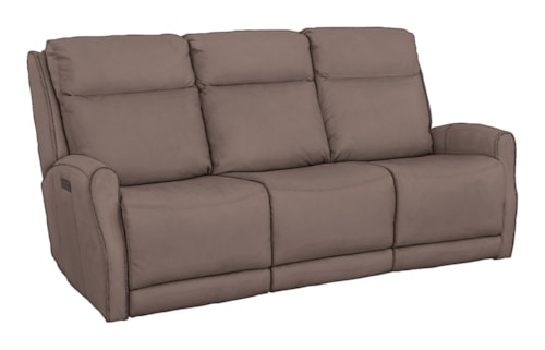 Contemporary Leather Power Reclining Sofa w/Power Headrest
