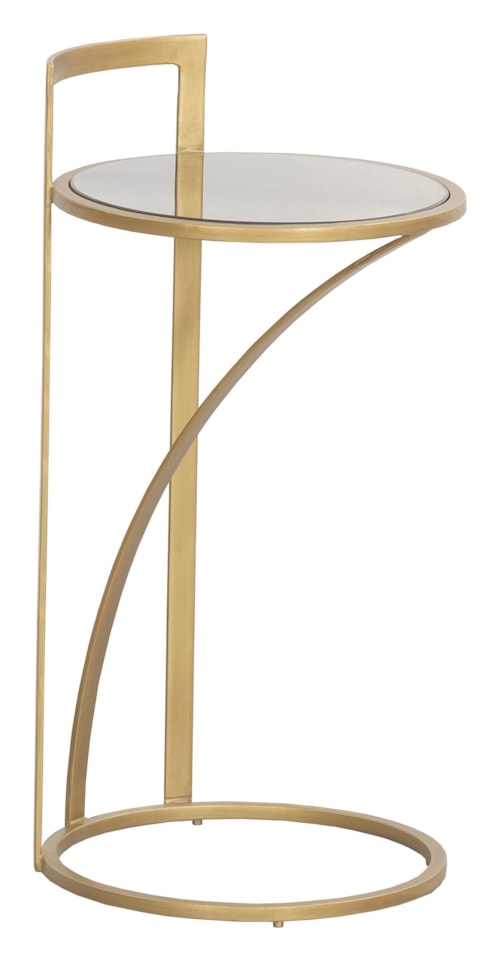 Contemporary Round Drink Table with Glass Top