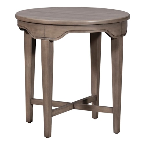 Transitional Round End Table with X-Base