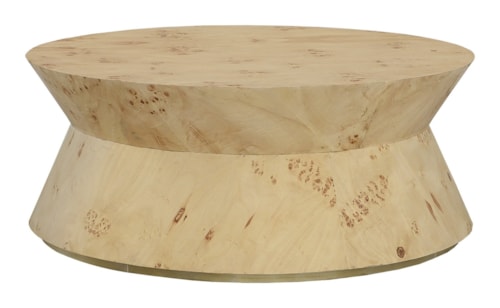 Rustic Round Cocktail Table with Brushed Gold Base