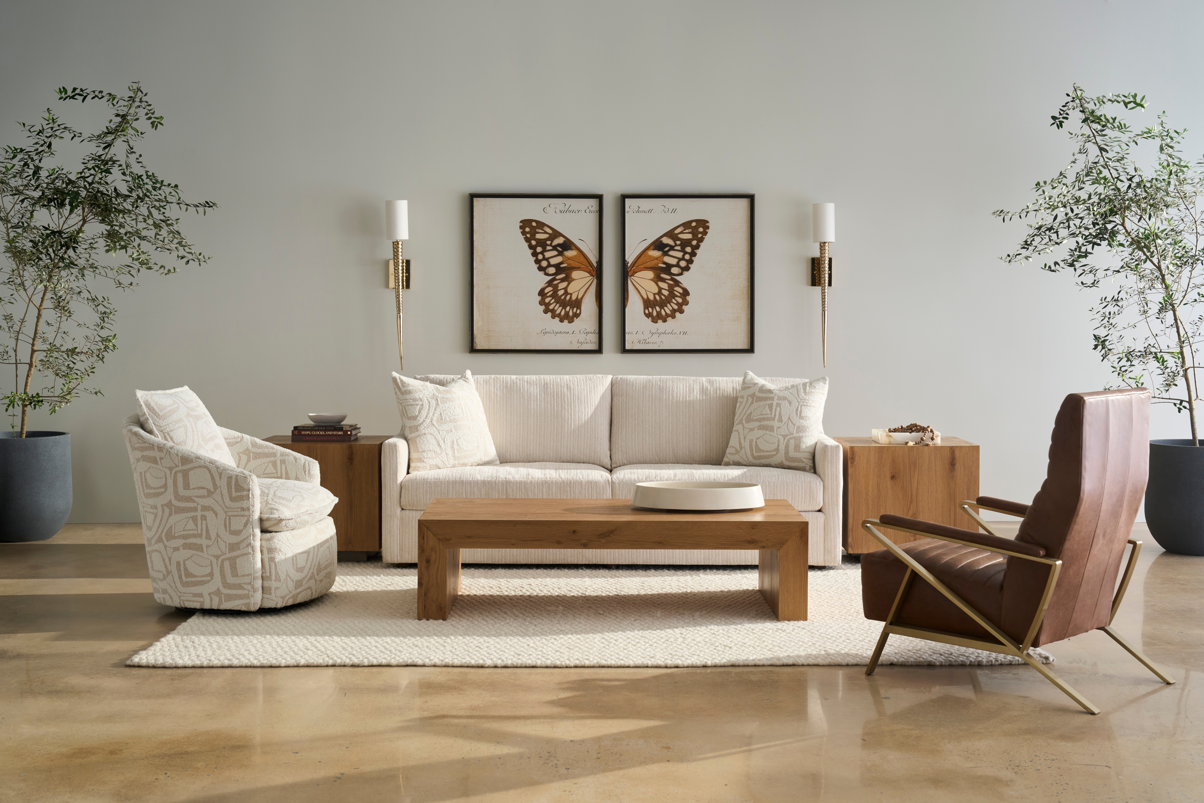 Demi-Sofa with 2 Throw Pillows