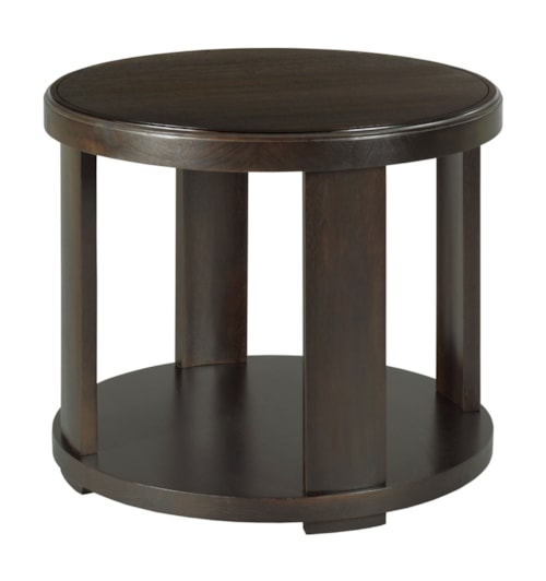 Contemporary Round End Table with Lower Shelf