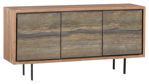 Contemporary 3-Door Credenza with USB Ports and Outlets