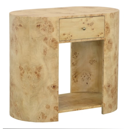 Oval End Table w/Drawer & Lower Shelf