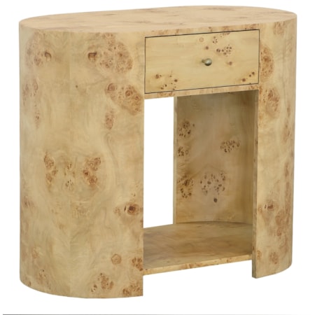 Oval End Table w/Drawer & Lower Shelf