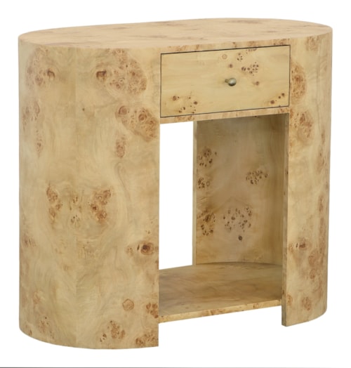 Contemporary Oval End Table w/Drawer & Lower Shelf