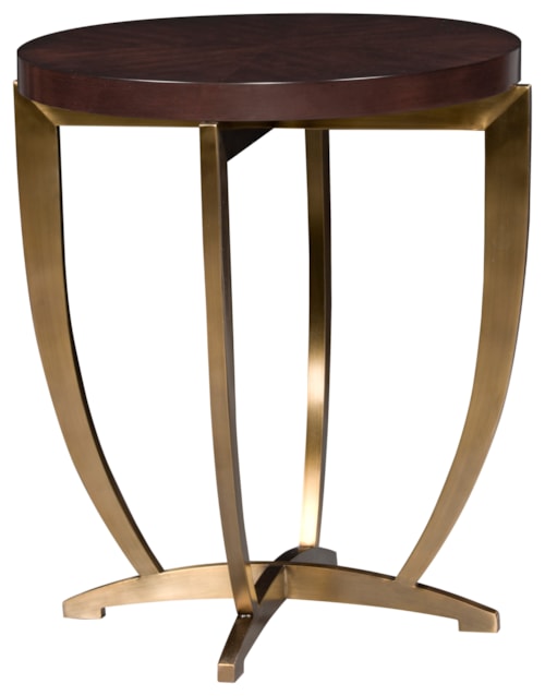 Transitional Round Chairside Table with Brass Base