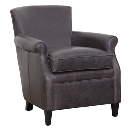 Leather Rolled-Arm Lounge Chair