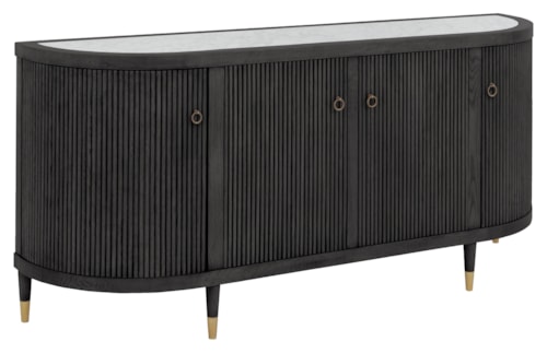 Transitional 4-Door Credenza with Inset Stone Top