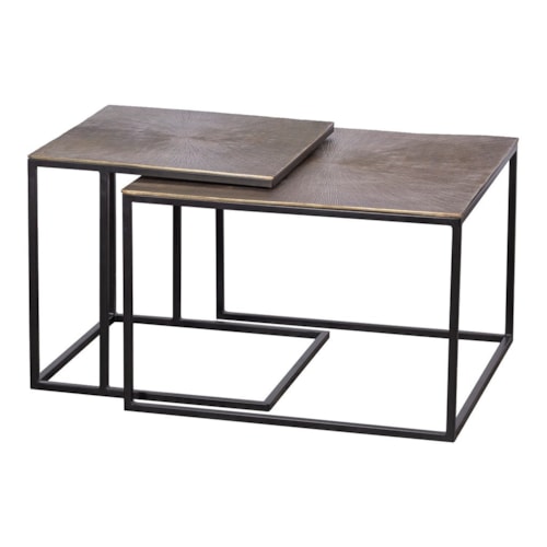Contemporary Nesting Cocktail Tables with Metal Tops
