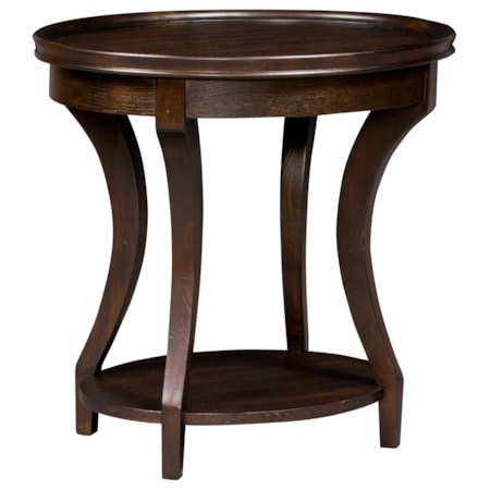 Oval End Table w/Fixed Shelf