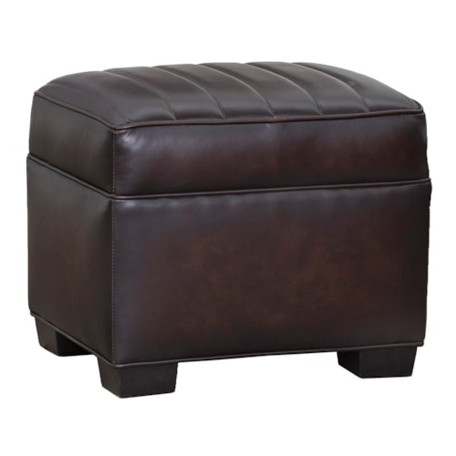 Transitional Leather Chair Ottoman w/Quilted Top