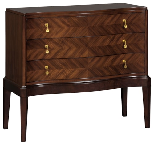 Traditional 3-Drawer Bedroom Chest with Antique Brass Pulls