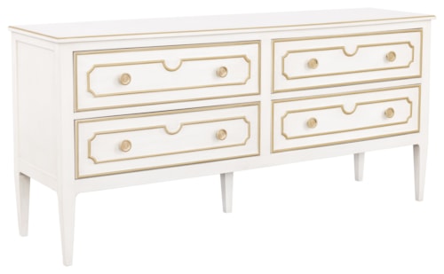 Transitional 4-Drawer Dresser with Gold Accents