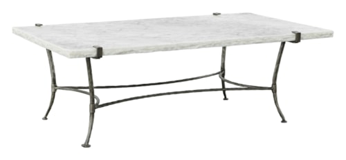 Contemporary Rectangular Cocktail Table with Marble Top