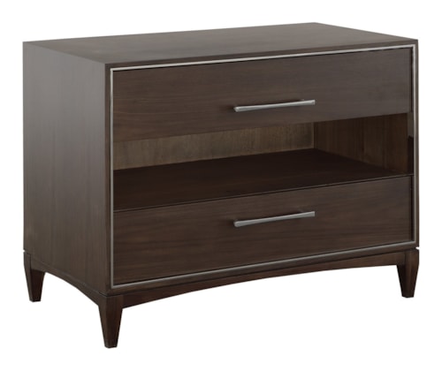 Contemporary 2-Drawer Nightstand with Middle Shelf