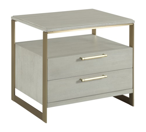 Contemporary 2-Drawer Nightstand with Open Shelf