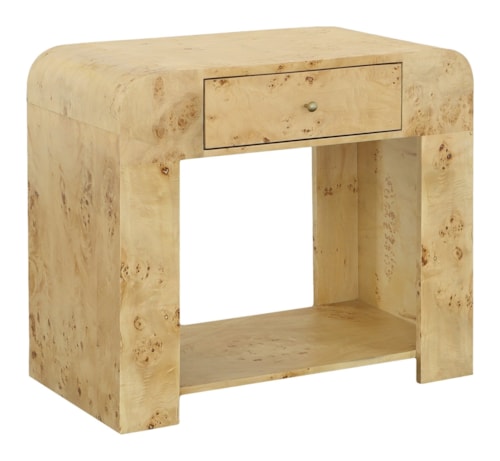 Rustic Rectangular End Table with Brushed Gold Hardware